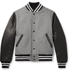 Golden Bear - The Albany Wool-Blend and Leather Bomber Jacket - Gray