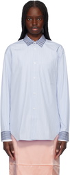 Comme des Garçons Shirt Blue Dyed Cotton Stripe Poplin Shirt