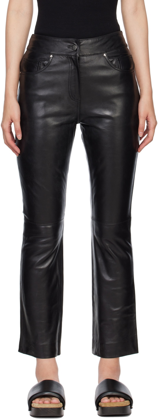 STAND STUDIO Virginia Faux Leather Flare Pant in Black