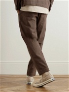 Folk - Assembly Tapered Crinkled-Cotton Trousers - Brown