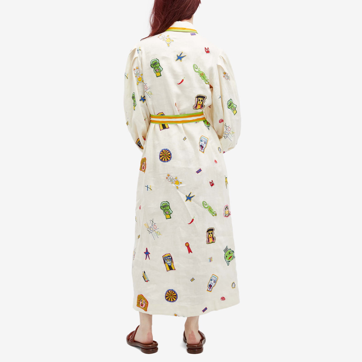Alemais Women's Checkers Embroidered Shirt Dress in Cream ALMAIS Alemais Women's Checkers Embroidered Shirt Dress in Cream ALMAIS