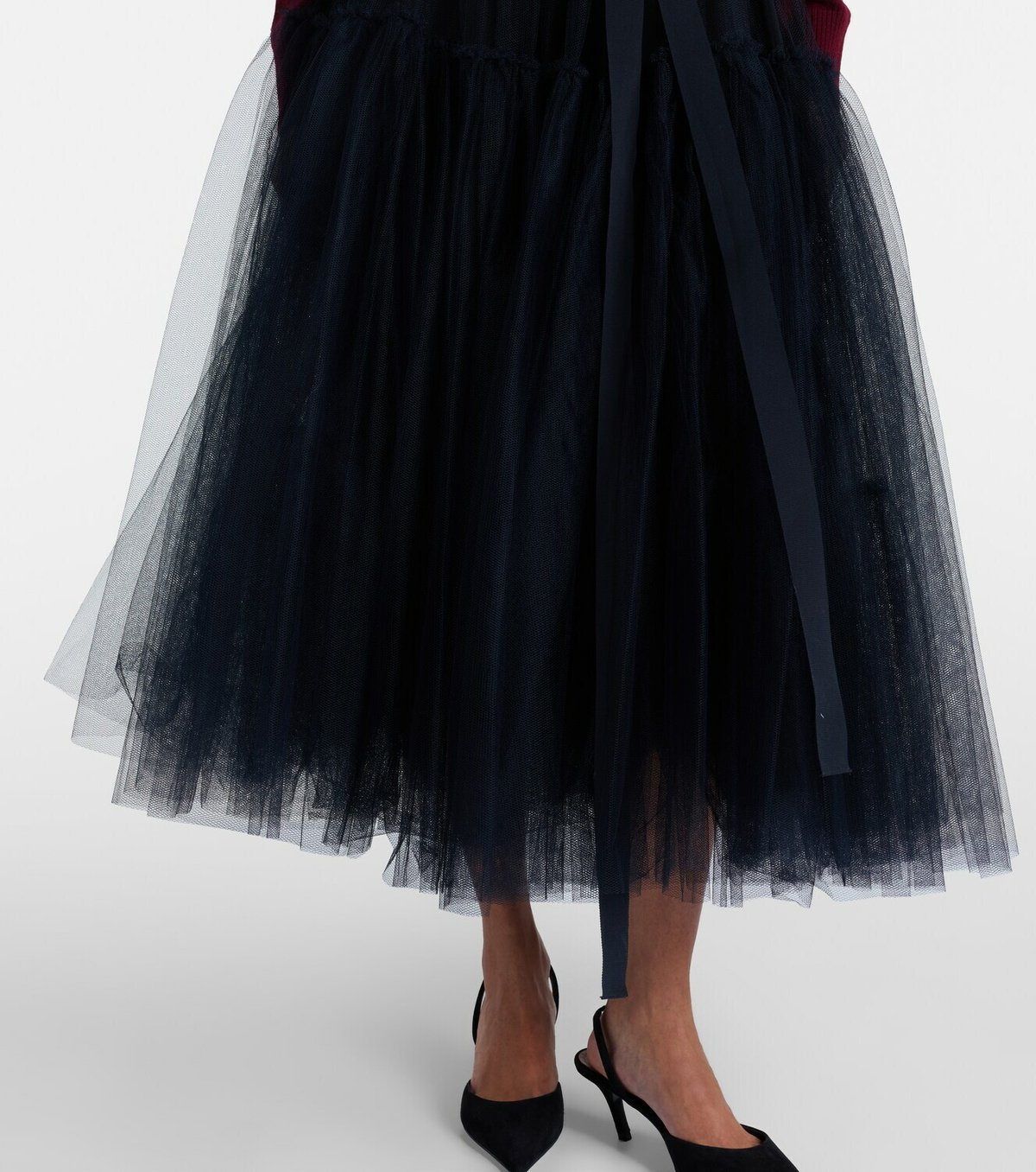 Erdem Belted tulle midi skirt