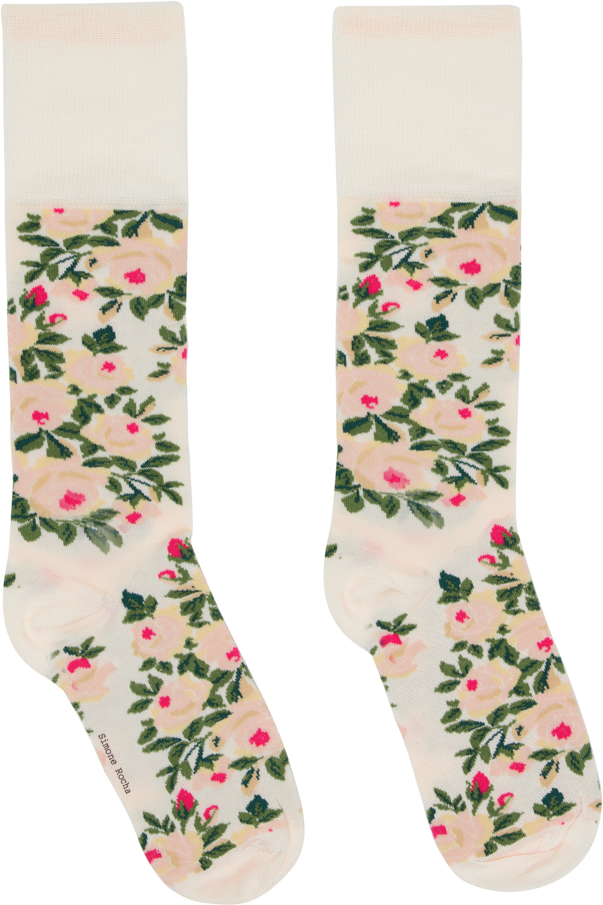 Simone Rocha Off-White Rose Bouquet Jacquard Socks