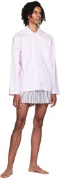 Tekla Pink Stripe Long Sleeve Pyjama Shirt