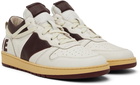 Rhude SSENSE Exclusive White & Burgundy Rhecess Low Sneakers