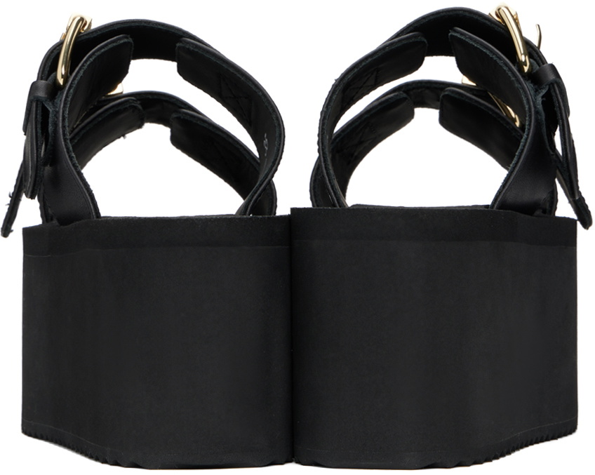 Moschino Black Lettering Logo Wedge Sandals