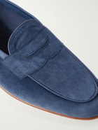 Edward Green - Polperro Leather-Trimmed Suede Penny Loafers - Blue