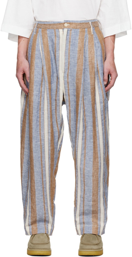 Photo: Hed Mayner Blue 6-Pleat Trousers