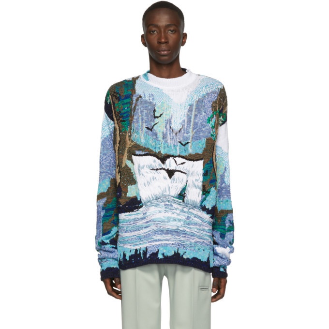 Photo: Off-White Blue and White Waterfall Sweater