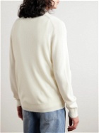 SECOND / LAYER - Ribbed Wool Zip-Up Cardigan - Neutrals