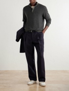 N.PEAL - Houndstooth Cashmere Sweater - Gray