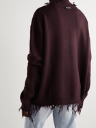 VETEMENTS - Oversized Distressed Merino Wool Rollneck Sweater - Brown