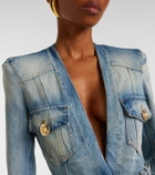 Balmain Belted cotton denim jacket