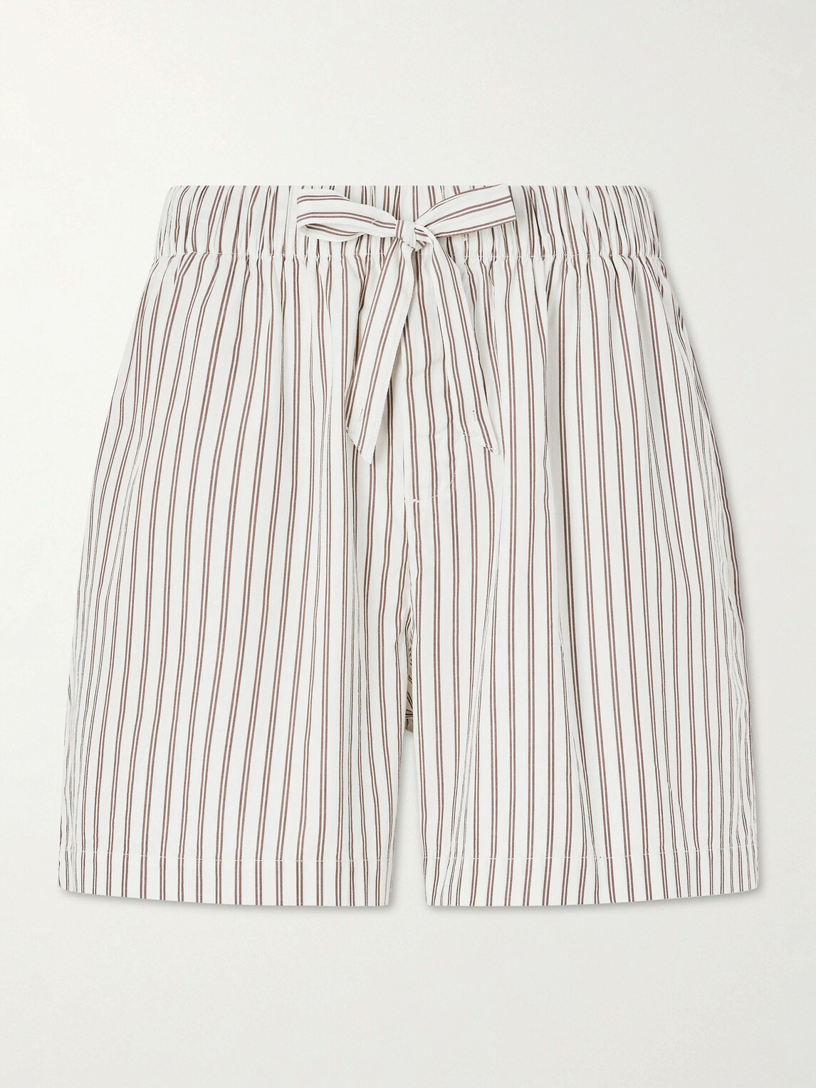TEKLA - Straight-Leg Striped Organic Cotton-Poplin Shorts - Neutrals