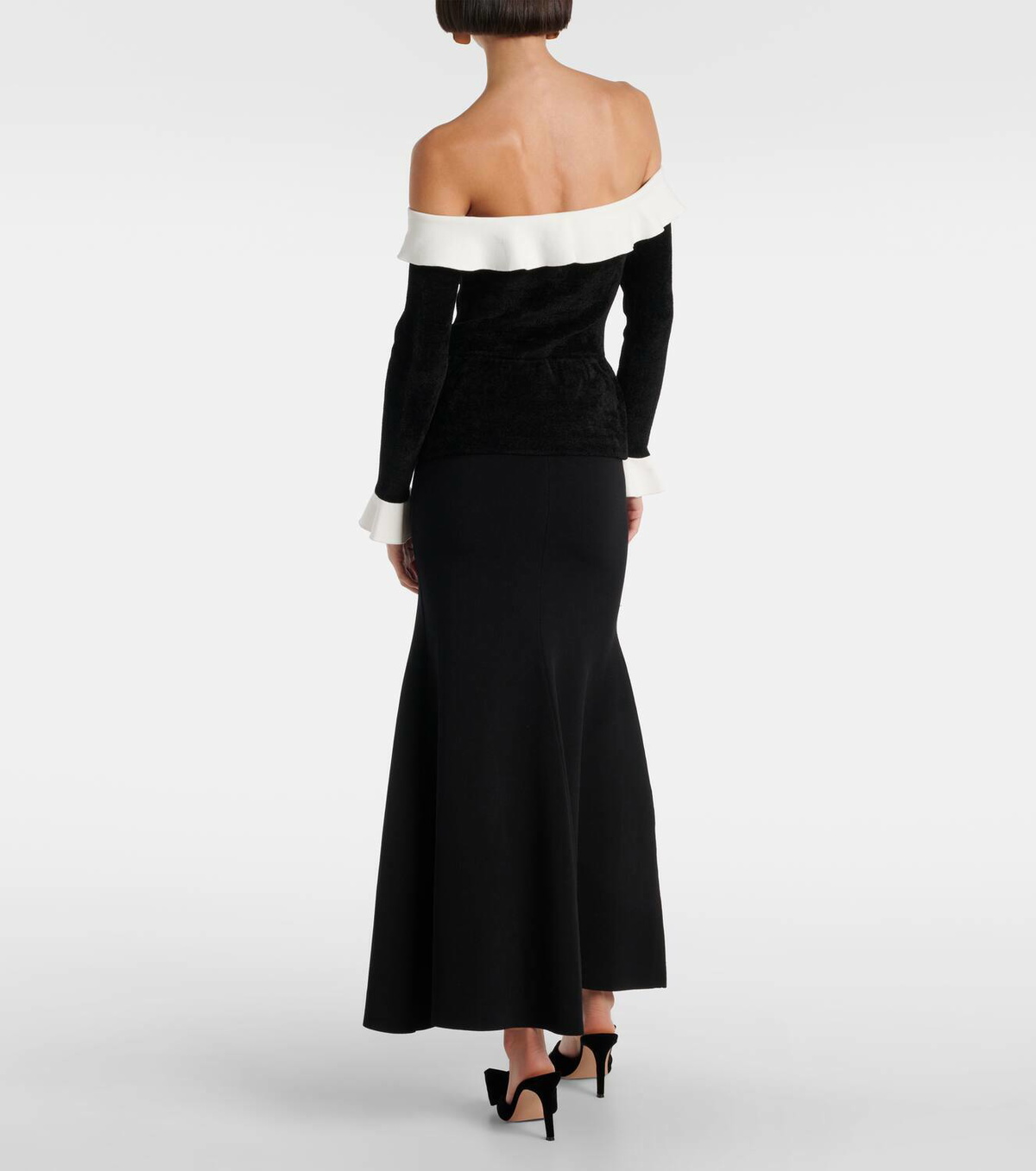 Self-Portrait Off-shoulder chenille midi dress Self-Portrait