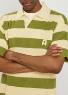 Ami Paris Striped Logo-appliquéd Cotton Polo Shirt White