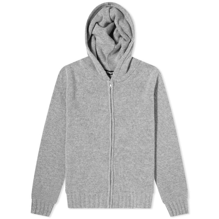 Photo: Palm Angels Curved Logo Zip Hooded Knit