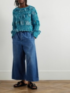 LOEWE - Paula's Ibiza Open-Knit Textured Cotton-Blend Sweater - Blue