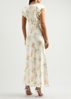 Loveshackfancy Kingley Floral-print Silk-satin Maxi Dress Cream