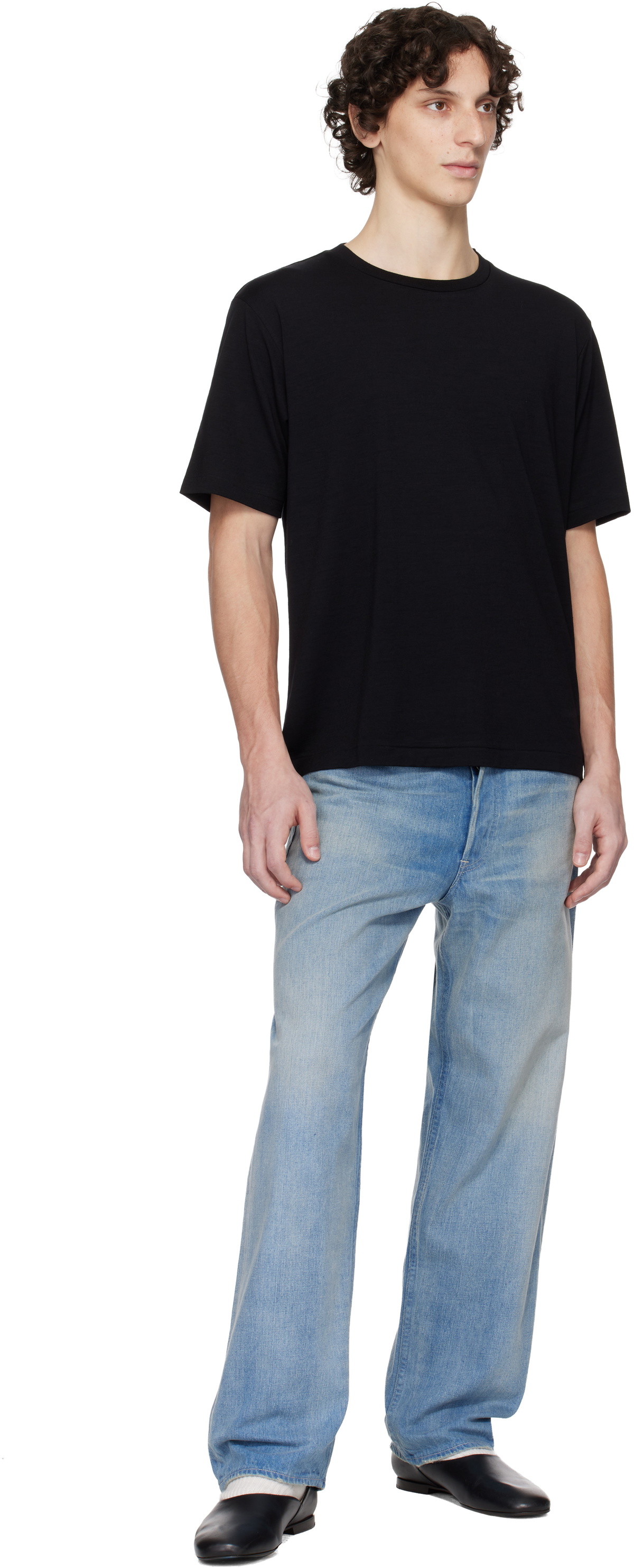 トップス AURALEE 25SS 0 SUPER SOFT WOOL JERSEY AURALEE Black Super Soft Wool Jersey T-shirt Auralee
