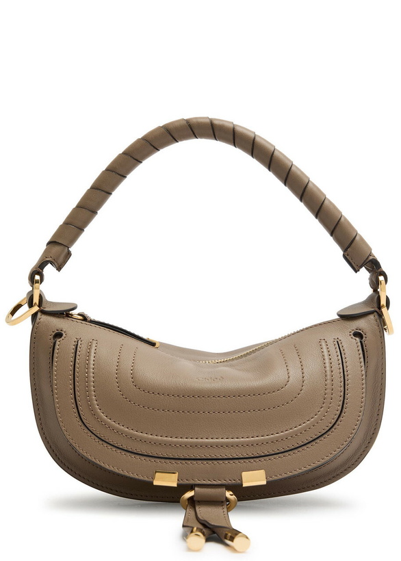 Photo: Chloe Marcie Mini Leather Shoulder bag - Taupe - One Size