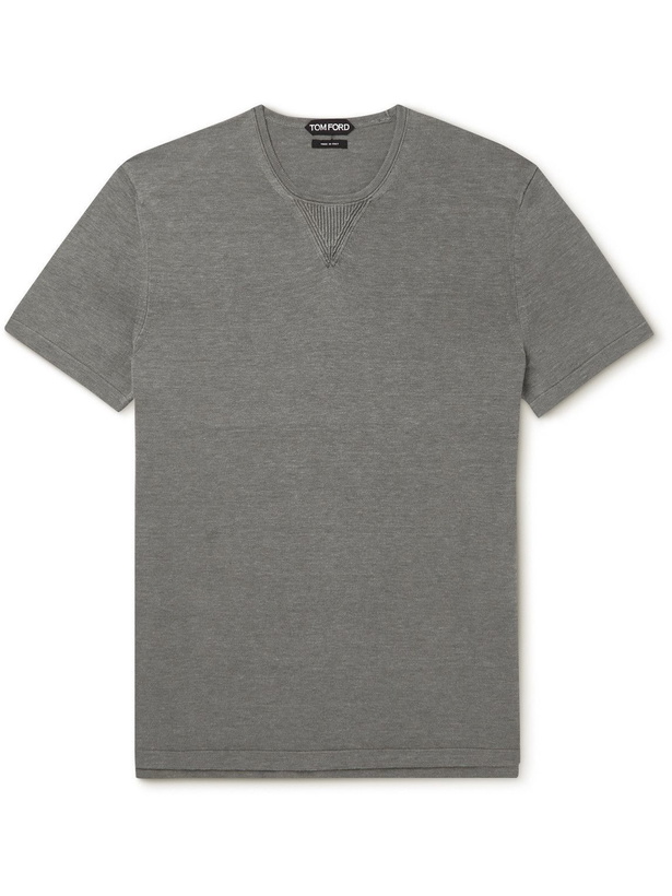 Photo: TOM FORD - Silk and Cotton-Blend T-Shirt - Gray