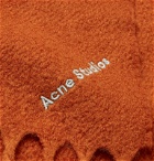 Acne Studios - Fringed Logo-Embroidered Boiled Wool-Blend Scarf - Orange