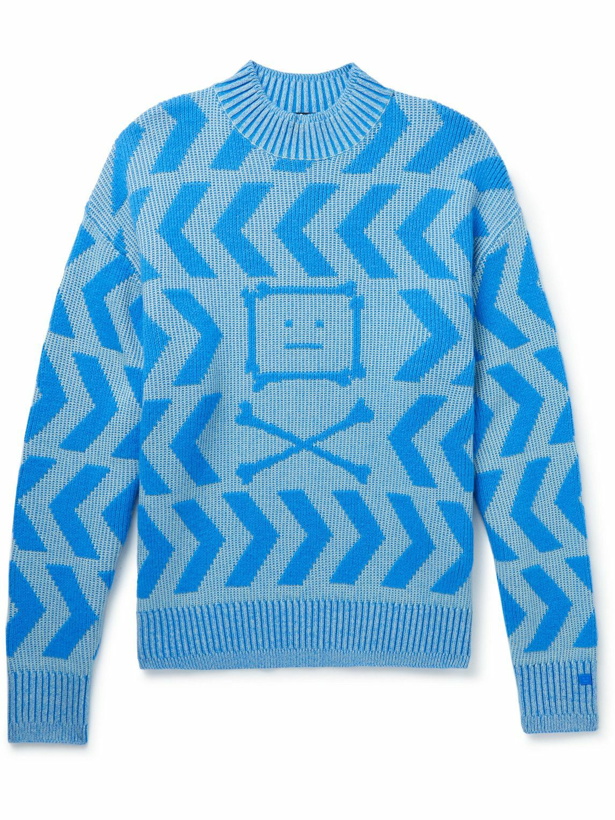 Photo: Acne Studios - Intarsia Wool and Cotton-Blend Sweater - Blue