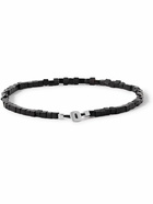 Miansai - Coda Rhodium-Plated Silver Onyx Beaded Bracelet - Black