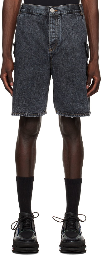 Photo: Balmain Black Distressed Shorts