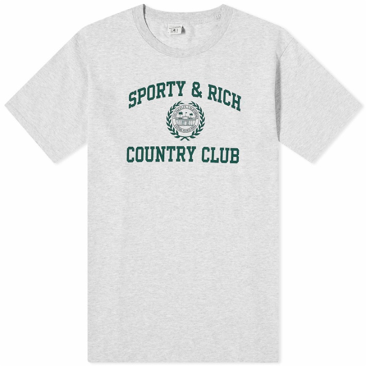 Photo: Sporty & Rich Varsity Crest T-Shirt in Heather Grey