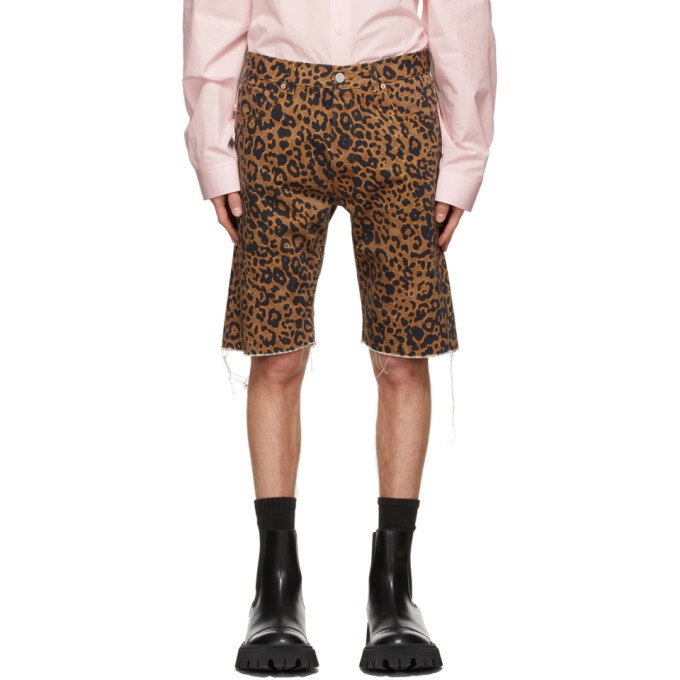 Photo: VETEMENTS Brown Denim Leopard Haute Couture Shorts