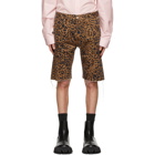 VETEMENTS Brown Denim Leopard Haute Couture Shorts