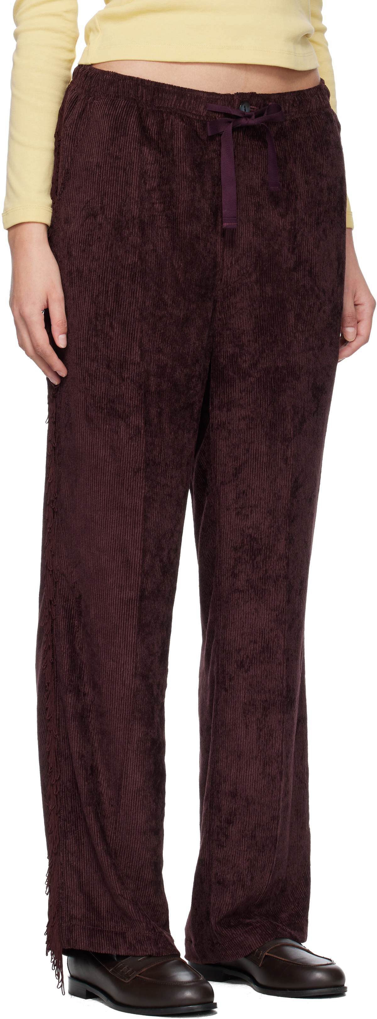 NEEDLES Burgundy Fringe String Lounge Pants
