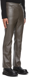 System Brown Faux-Leather Slim Trousers