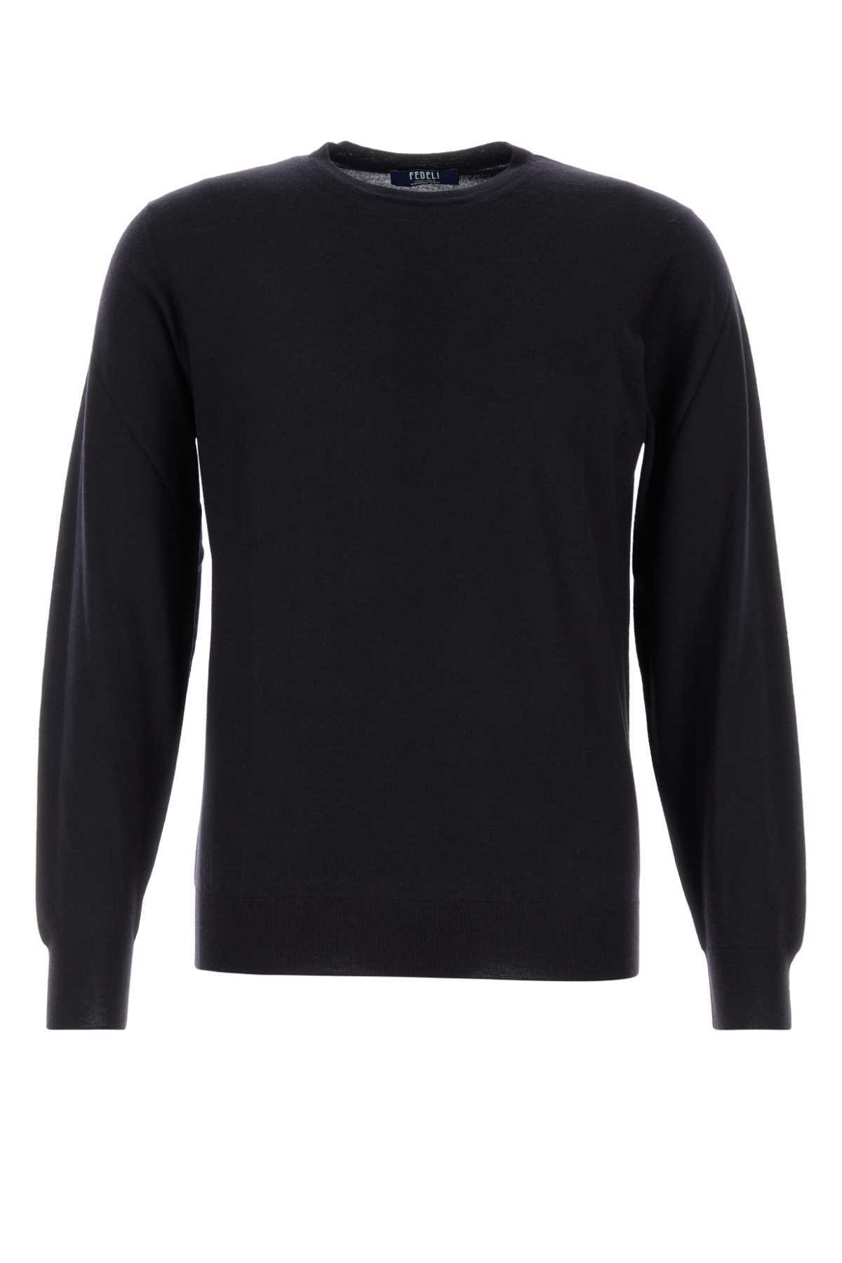 Fedeli Midnight Blue Wool Sweater Fedeli