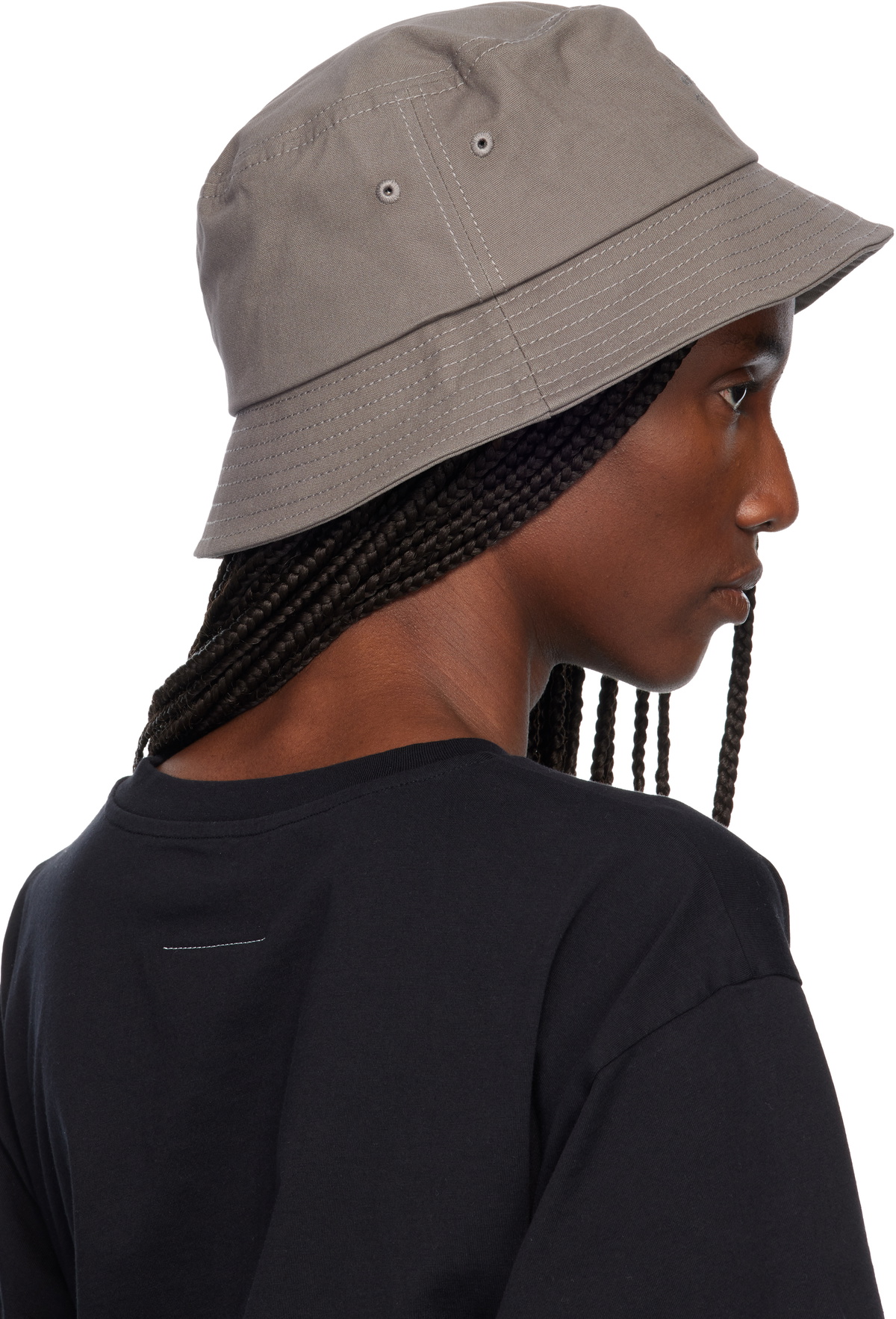 MM6 Maison Margiela Gray Cotton Canvas Bucket Hat