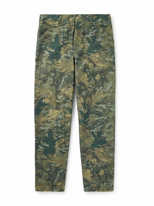Photo: Carhartt WIP - Single Knee Straight-Leg Camouflage-Print Organic Cotton-Canvas Trousers - Green