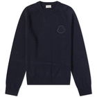 Moncler Men's Logo Crew Knit in Navy