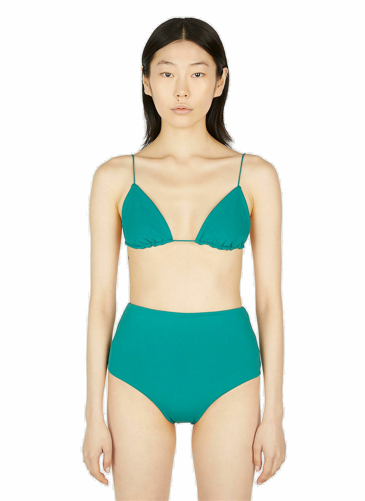 Photo: Ziah - Fine Strap Triangle Bikini Top in Green