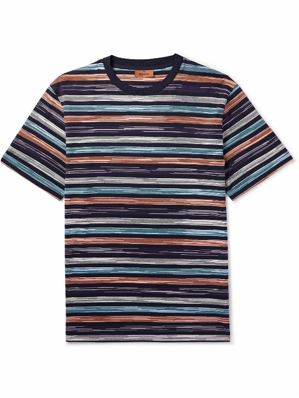 Photo: Missoni - Striped Space-Dyed Cotton-Jersey T-Shirt - Blue