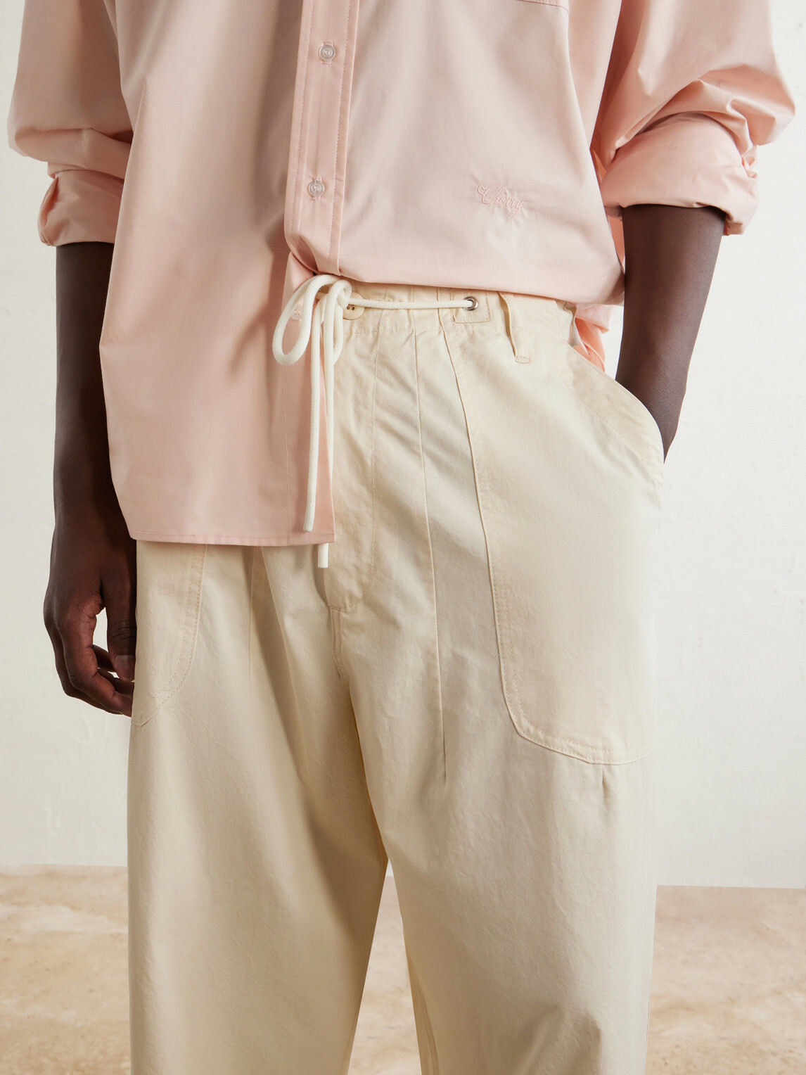 Cherry Los Angeles - Wide-Leg Cotton Twill Trousers - Neutrals