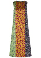 LA Double J Column Floral-jacquard Woven Midi Dress Yellow