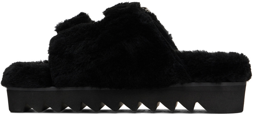 faux fur buckle sandals