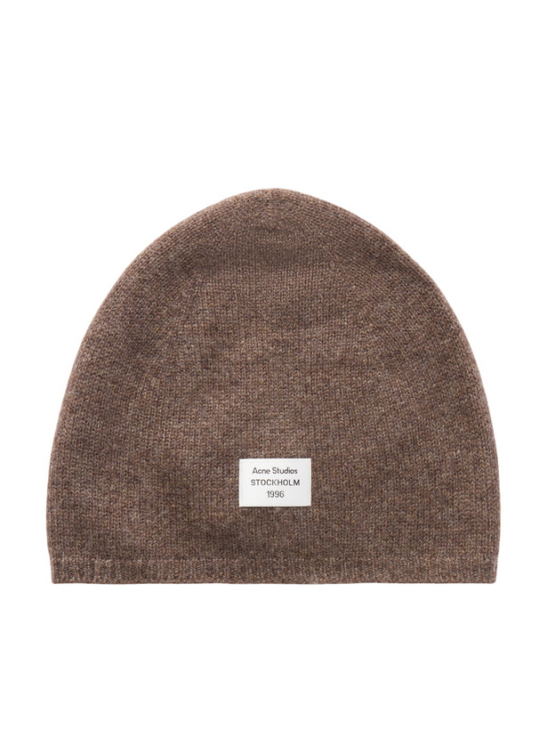 Photo: Acne Studios - Kassias Logo-Appliquéd Rib-Trimmed Cashmere Beanie - Brown