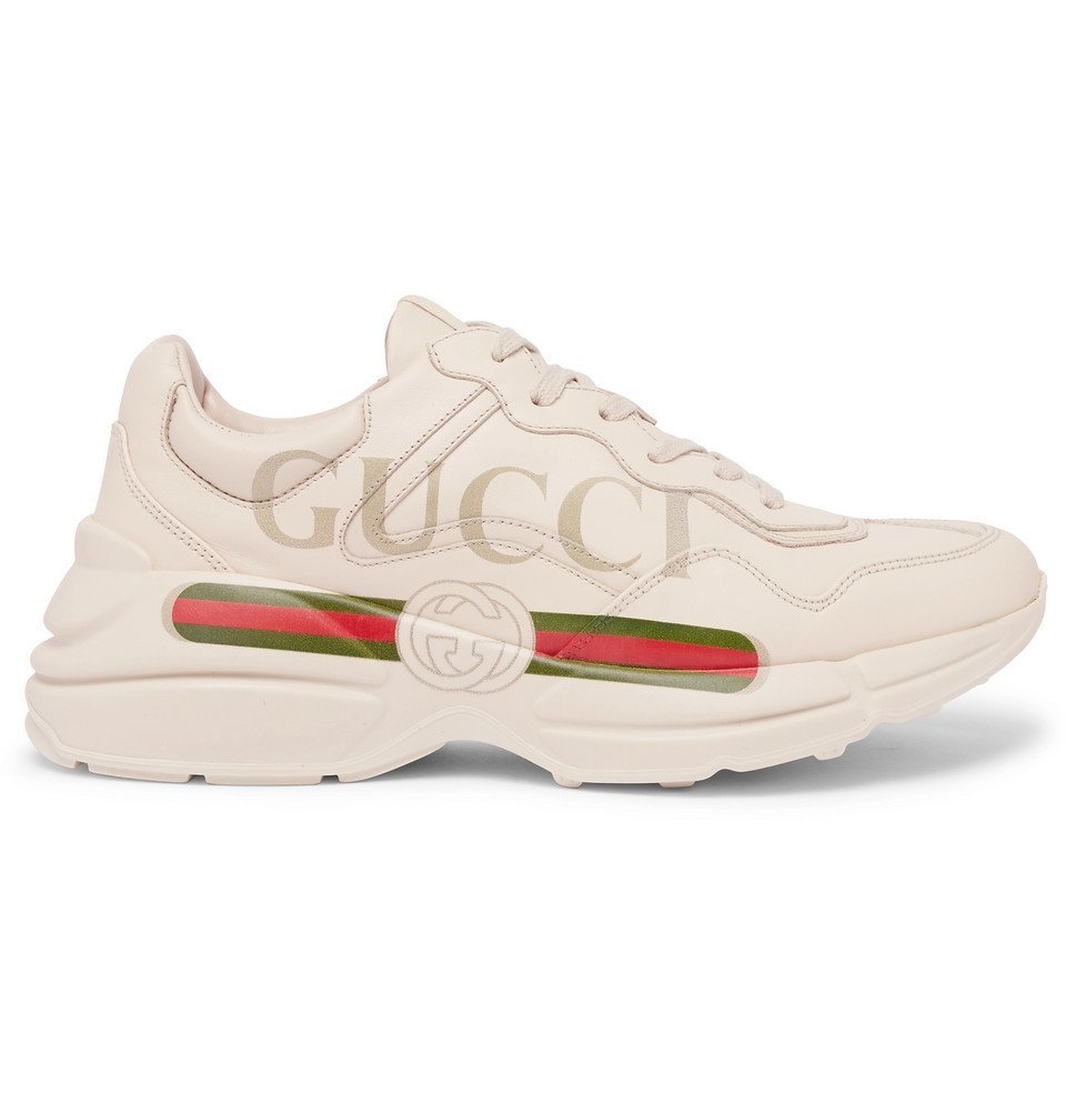 Run Printed Leather Sneakers in White - Gucci