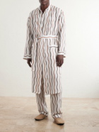 Frescobol Carioca - La Marzocco Striped Belted Tencel® and Linen-Blend Pyjamas - Neutrals