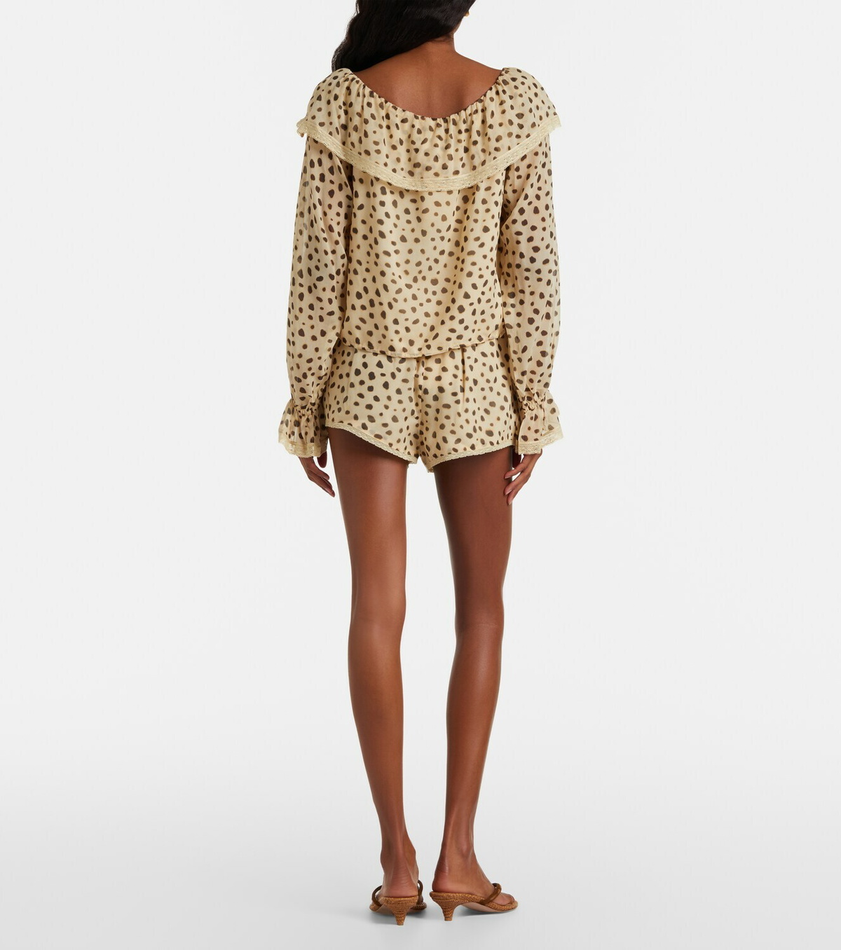 Posse Priscilla leopard-print silk shorts