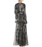 Halpern Printed georgette gown