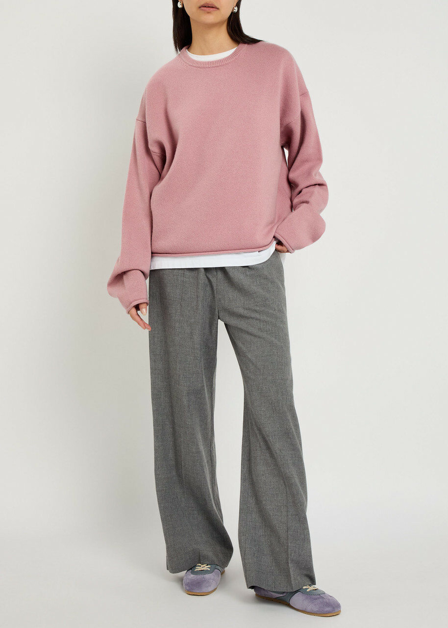 Extreme Cashmere N°426 Comfy Roll-trimmed Cashmere-blend Jumper - Pink - One Size